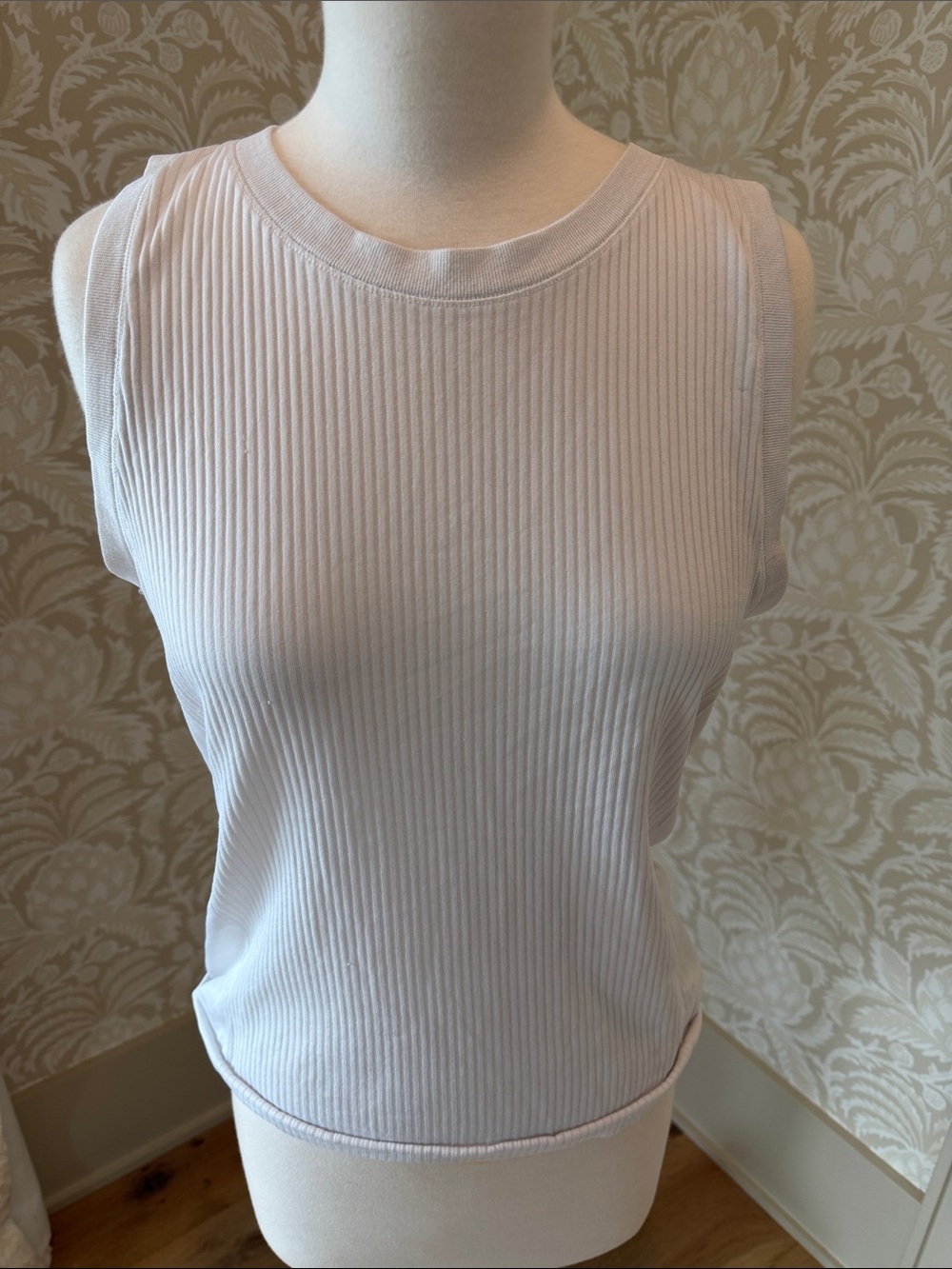 Athleta White Ribbed Crewneck Tank